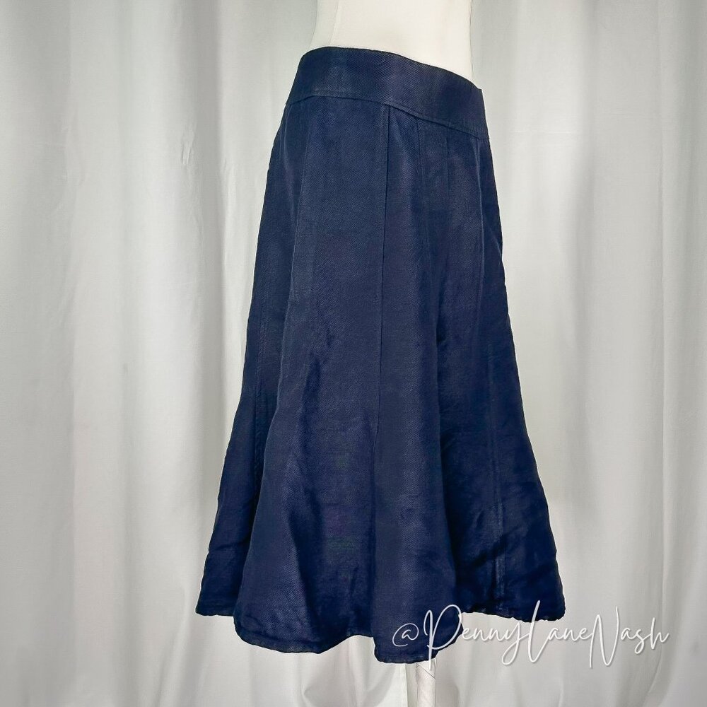 Coldwater Creek Linen Blend Midi Swing Skirt Size XS Blue - Picture 8 of 11